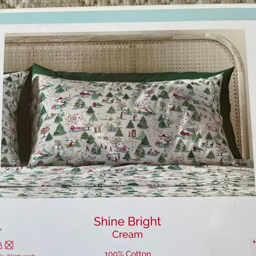 Cath Kidston London Shine Bright Christmas Holiday Standard Pillowcase Set NEW